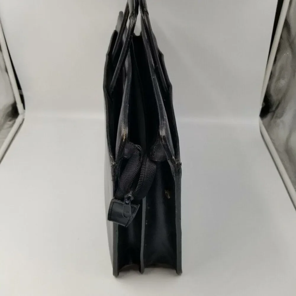 Black Briefcase Leather Unisex Laptop 15